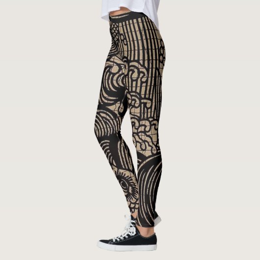 Zwart goudvis afdrukken leggings (Links)