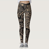 Zwart goudvis afdrukken leggings (Voorkant)