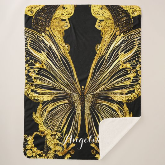 Zwart-goudvlinder Persoonlijke naam Sherpa Deken (Voorkant)