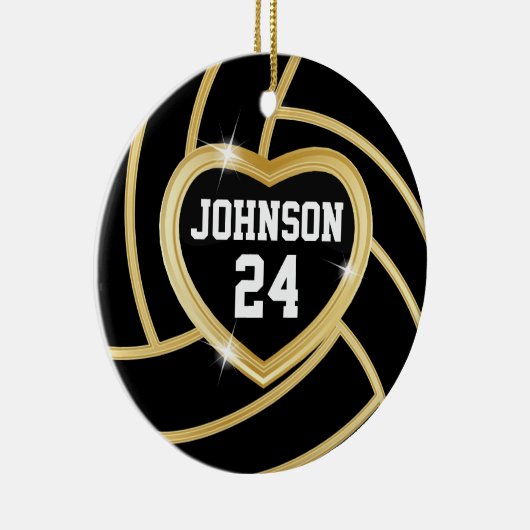 Zwart-goudvolleybal Keramisch Ornament (Rechts)