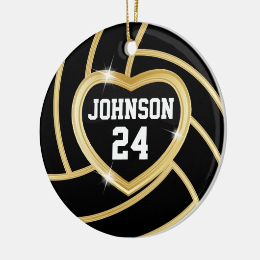 Zwart-goudvolleybal Keramisch Ornament (Links)