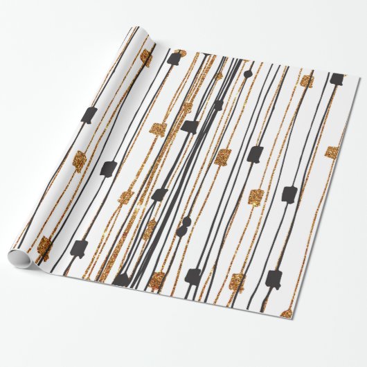 Zwart goudvormig handschrift cadeaupapier (Uitgerold)