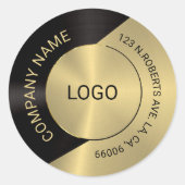 Zwart & goudvormig metaal geometrisch ontwerp ronde sticker (Voorkant)