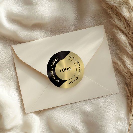 Zwart & goudvormig metaal geometrisch ontwerp ronde sticker