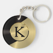 Zwart & goudvormig metaal geometrisch ontwerp sleutelhanger (Achterkant)