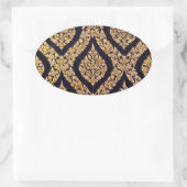 Zwart & goudvraag Traditionele hedendaagse afdrukk Ovale Sticker (Tas)