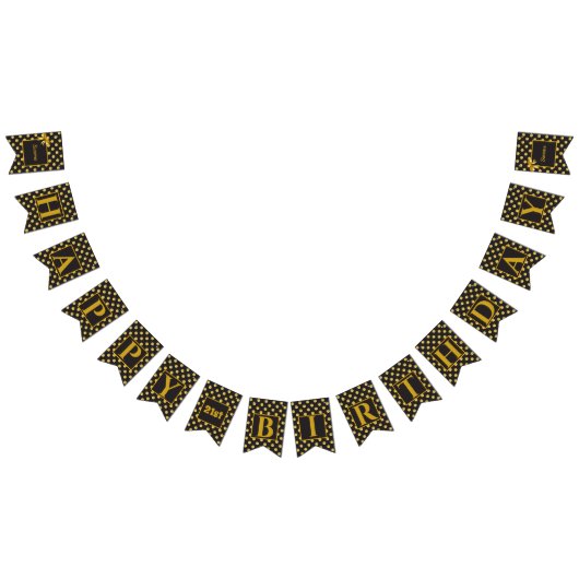 Zwart goudwand met schouderklopjes Glam Vlaggetjes (Alle)