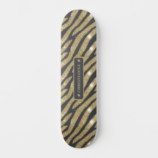 Zwart-goudzand Zebra tijgerstreep Persoonlijk Skateboard (Voorkant)