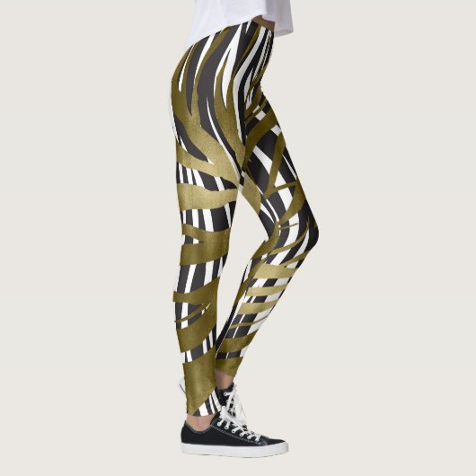 Zwart & goudzebra Afdrukken Safari Chic Glamour Leggings (Rechts)