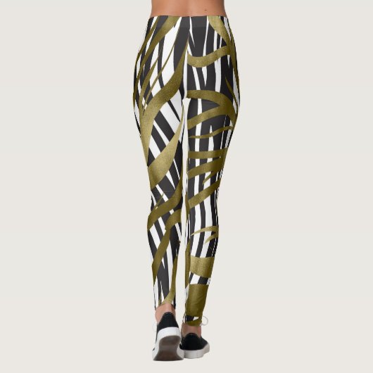 Zwart & goudzebra Afdrukken Safari Chic Glamour Leggings (Achterkant)