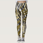 Zwart & goudzebra Afdrukken Safari Chic Glamour Leggings (Voorkant)