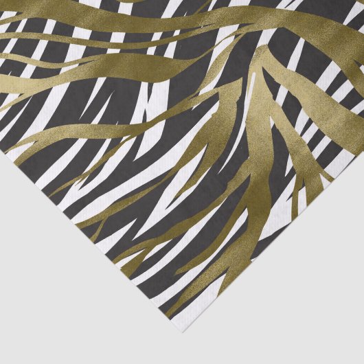 Zwart & goudzebra Afdrukken Safari Chic Glamour Tissuepapier (Detail)