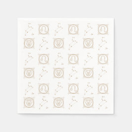 Zwart & goudzodiaal Leo Astrology Star Sign Square Servet