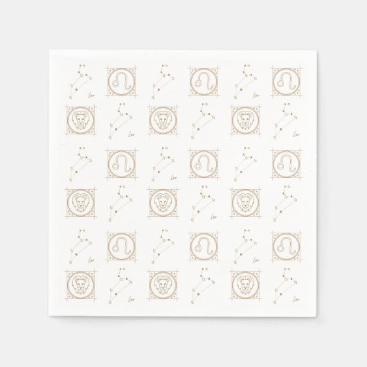 Zwart & goudzodiaal Leo Astrology Star Sign Square Servet (Voorkant)