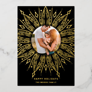 Zwart-goudzonnig lijst kunstdeco foto folie feestdagenkaart