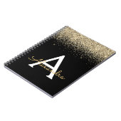 Zwart goudzwart monogram Glitter Modern Notitieboek (Linkerzijde)