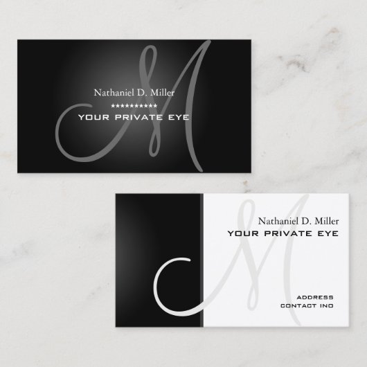 Zwart gradiëntmonogram visitekaartje (Voorkant / Achterkant)