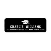 Zwart graduatie cap retouradres etiket (Voorkant)