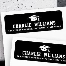Zwart graduatie cap retouradres etiket