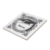 Zwart Graduation Cap aangepaste tegel Tegeltje (Zijkant)