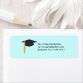 Zwart Graduation Cap Afstuderen Adresetiketten Etiket (Insitu)