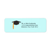 Zwart Graduation Cap Afstuderen Adresetiketten Etiket (Voorkant)