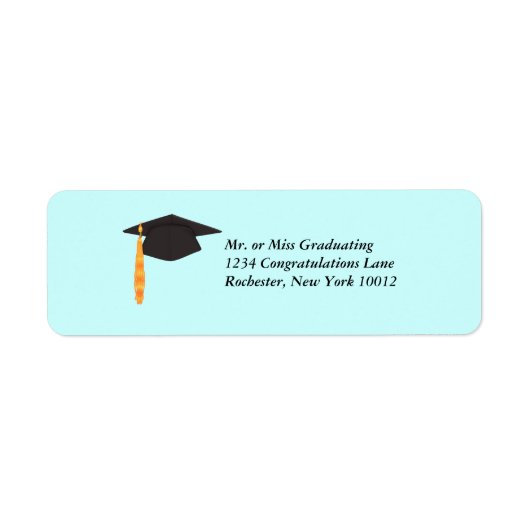 Zwart Graduation Cap Afstuderen Adresetiketten Etiket (Voorkant)