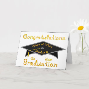 Zwart Graduation Cap Afstuderen Klasse 2024 Pet Kaart
