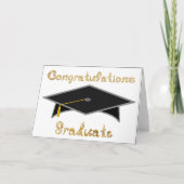 Zwart Graduation Cap Afstuderen Party Pet Kaart (Voorkant)