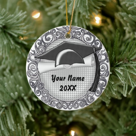 Zwart Graduation Cap custom ornament (Boom)