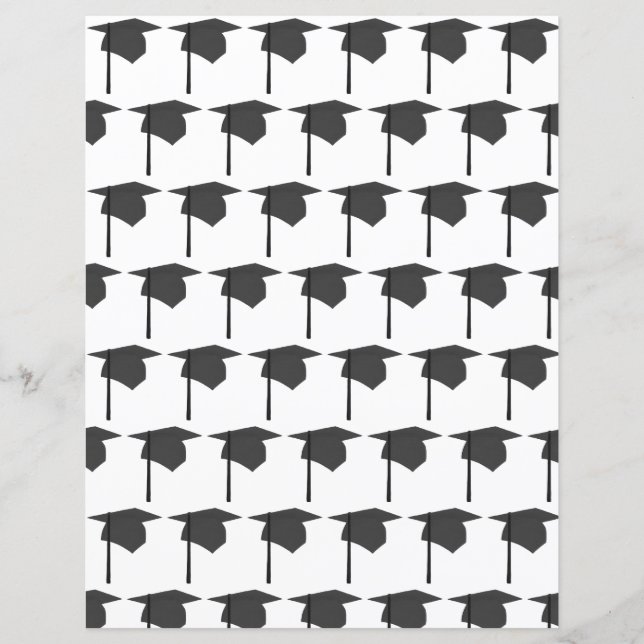 Zwart Graduation Cap en Tassel Scrapbook Papier (Voorkant)