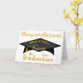 Zwart Graduation Cap Gold Afstuderen Klasse 2024 P Kaart (Gele Bloem)