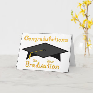 Zwart Graduation Cap Gold Glitter op Party Pet Kaart