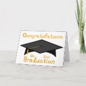Zwart Graduation Cap Gold Glitter op Party Pet Kaart (Voorkant)