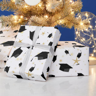 Zwart Graduation Cap Toss Wrapping Papier
