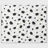 Zwart Graduation Cap Toss Wrapping Papier (Vlak)