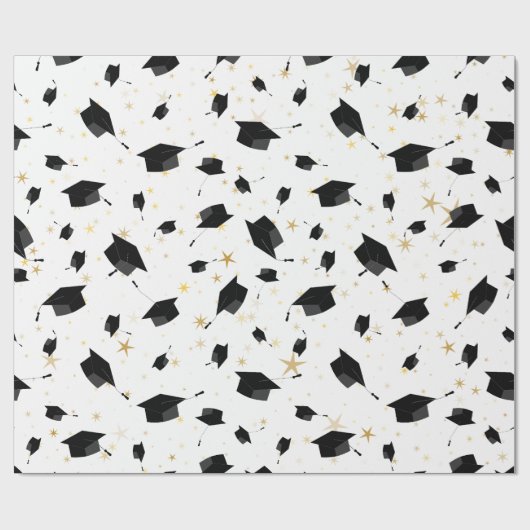 Zwart Graduation Cap Toss Wrapping Papier (Vlak)