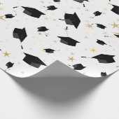 Zwart Graduation Cap Toss Wrapping Papier (Hoek)