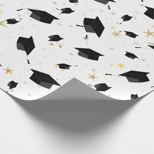 Zwart Graduation Cap Toss Wrapping Papier (Hoek)