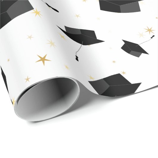 Zwart Graduation Cap Toss Wrapping Papier (Rol Hoek)