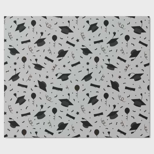 Zwart Graduation Cap Toss Wrapping Papier (Vlak)
