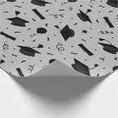 Zwart Graduation Cap Toss Wrapping Papier (Hoek)