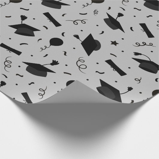 Zwart Graduation Cap Toss Wrapping Papier (Hoek)
