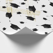 Zwart Graduation Cap Toss Wrapping Papier (Hoek)