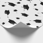 Zwart Graduation Cap Toss Wrapping Papier (Hoek)