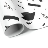Zwart Graduation Cap Toss Wrapping Papier (Rol Hoek)