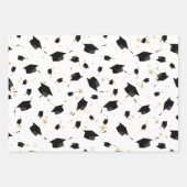 Zwart Graduation Cap Toss Wrapping Papier Inpakpapier Vel (Voorkant 3)