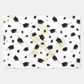 Zwart Graduation Cap Toss Wrapping Papier Inpakpapier Vel (Voorkant 2)