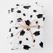 Zwart Graduation Cap Toss Wrapping Papier Inpakpapier Vel (In situ)
