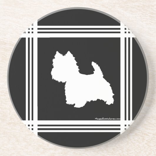 Zwart grafisch zandsteen onderzetter (Voorkant)